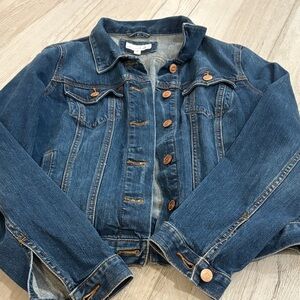 Loft Blue Denim Jacket with Brown Buttons Size Large